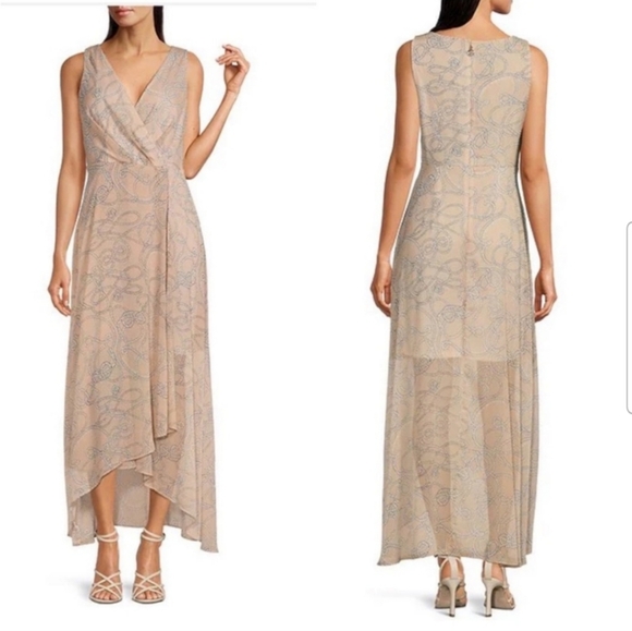 NWT Tommy Hilfiger Sz 4 Women’s Nude Rope Logo Maxi Lined Dress! - Picture 1 of 6
